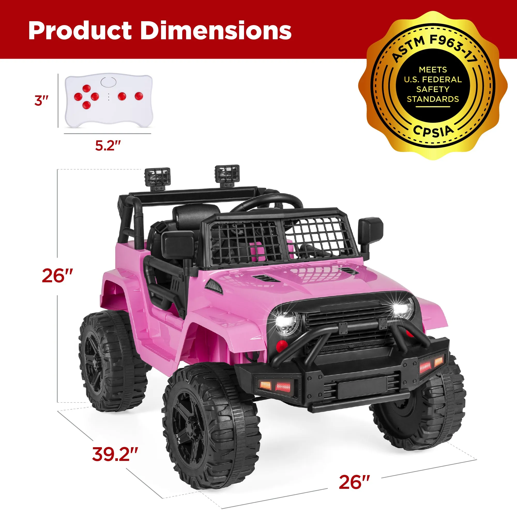 12V Kids Ride-On Truck Car w/ Parent Remote Control, Spring Suspension