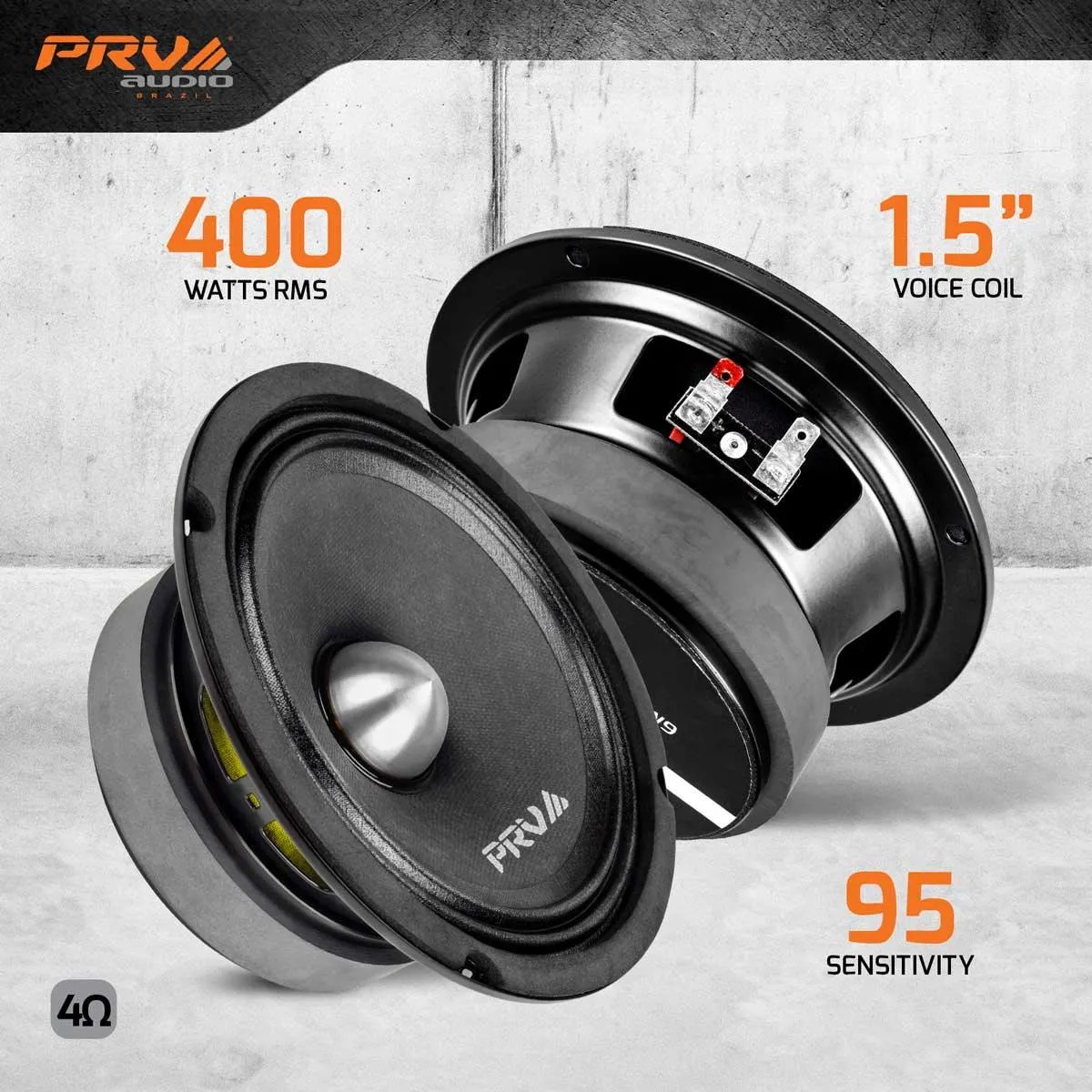 2 X PRV Audio 6MR400-4 BULLET 6.5" Midrange Bullet Loudspeaker