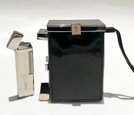 2001 TOM FORD FOR  YVES SAINT LAURENT PATENT LEATHER SMOKING BOX WITH LIGHTER