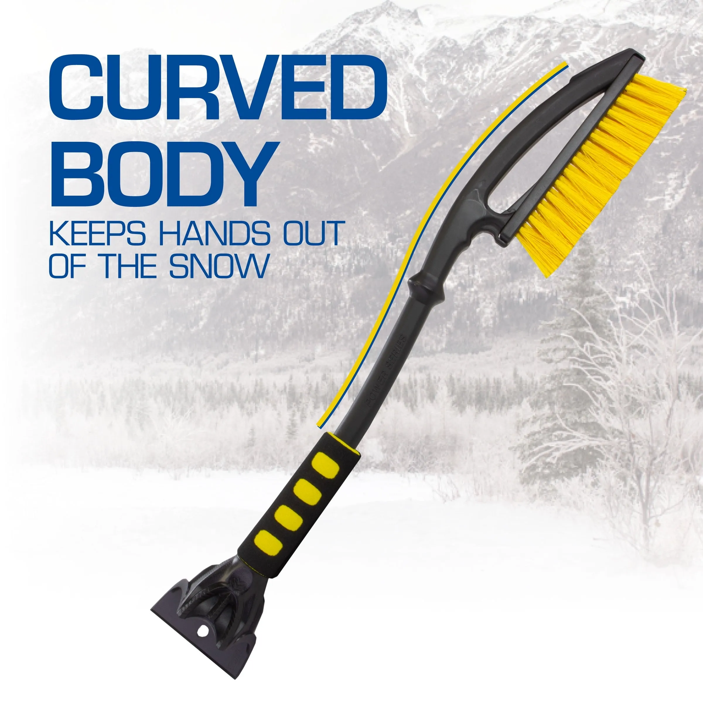 26" Ergo Car Snow Brush with Ice Scraper Tool, Black and Yellow, Size 26", 1 Pack, 1220185025X