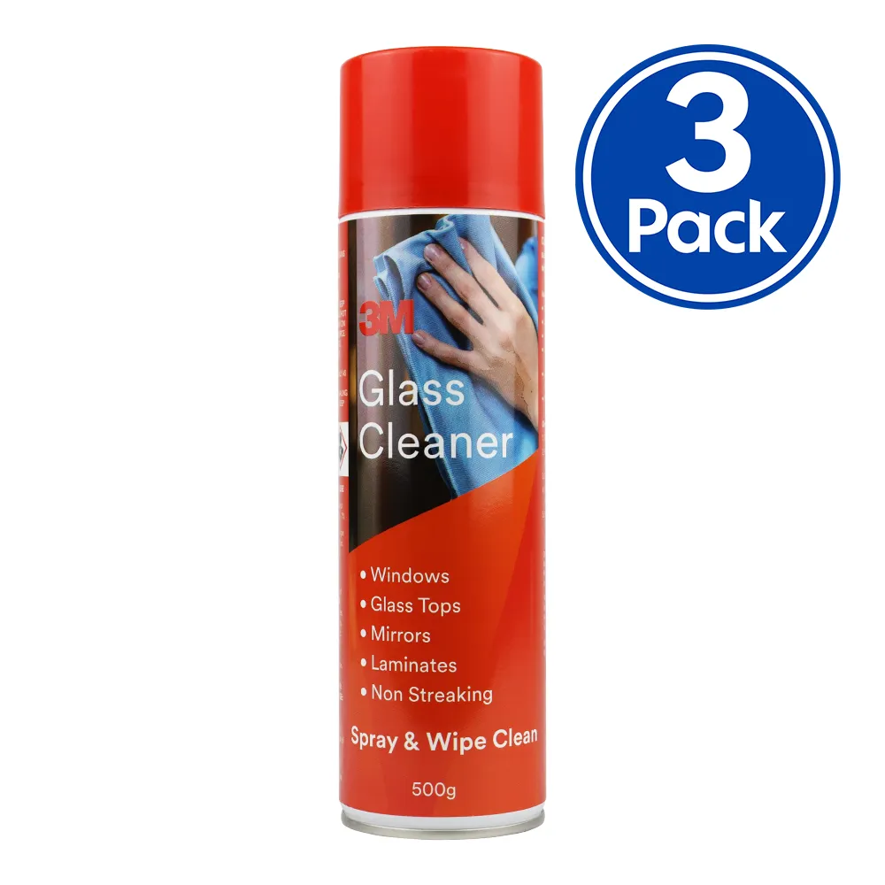 3M Glass Cleaner Windows Mirrors Laminates Non Streaking 500g x 3 Pack