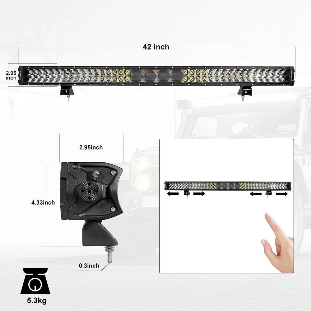 42 Inch 5D-PRO Series LED Light Bar & Car Roof Windshield LED Light Bar Mounting Bracket For Ford Bronco 2/4 Door 2021 2022