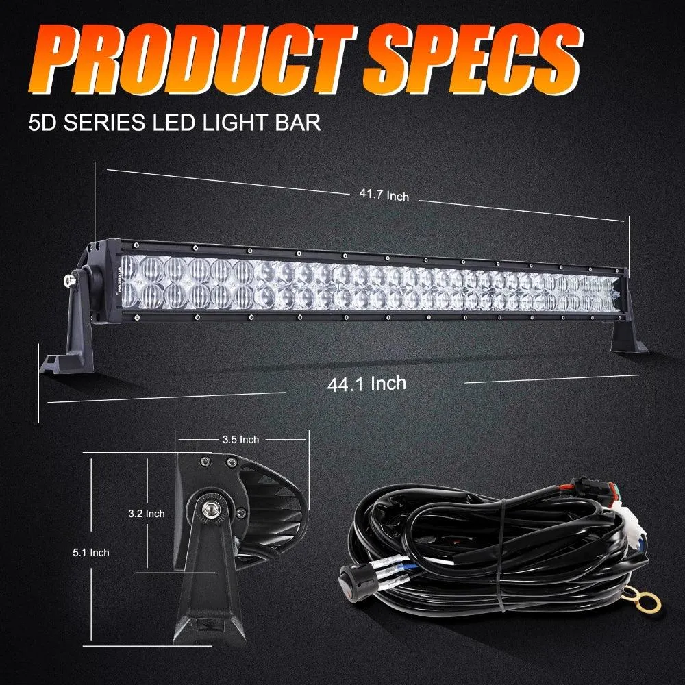 42 Inch 5D Series Straight LED Light Bar & Car Roof Windshield LED Light Bar Mounting Bracket For Ford Bronco 2/4 Door 2021 2022