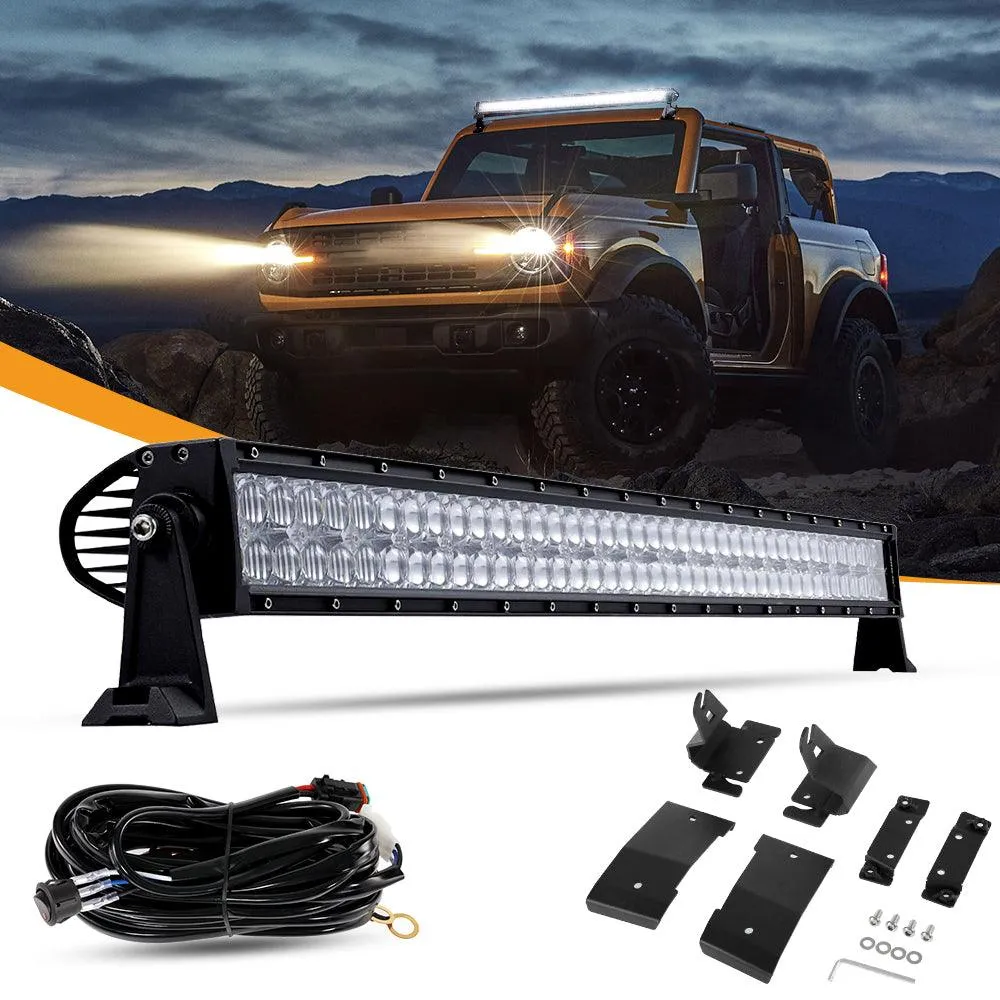 42 Inch 5D Series Straight LED Light Bar & Car Roof Windshield LED Light Bar Mounting Bracket For Ford Bronco 2/4 Door 2021 2022