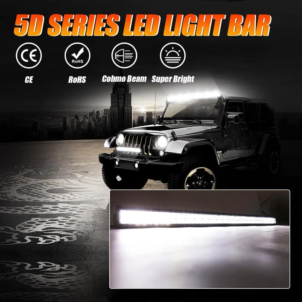 52 Inch 5D Series Straight LED Light Bar & Car Roof Windshield LED Light Bar Mounting Bracket For Ford Bronco 2/4 Door 2021 2022