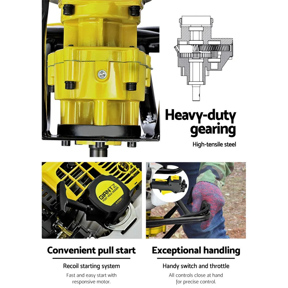 92CC 200mm Petrol Post Hole Digger, Steel, GIANTZ