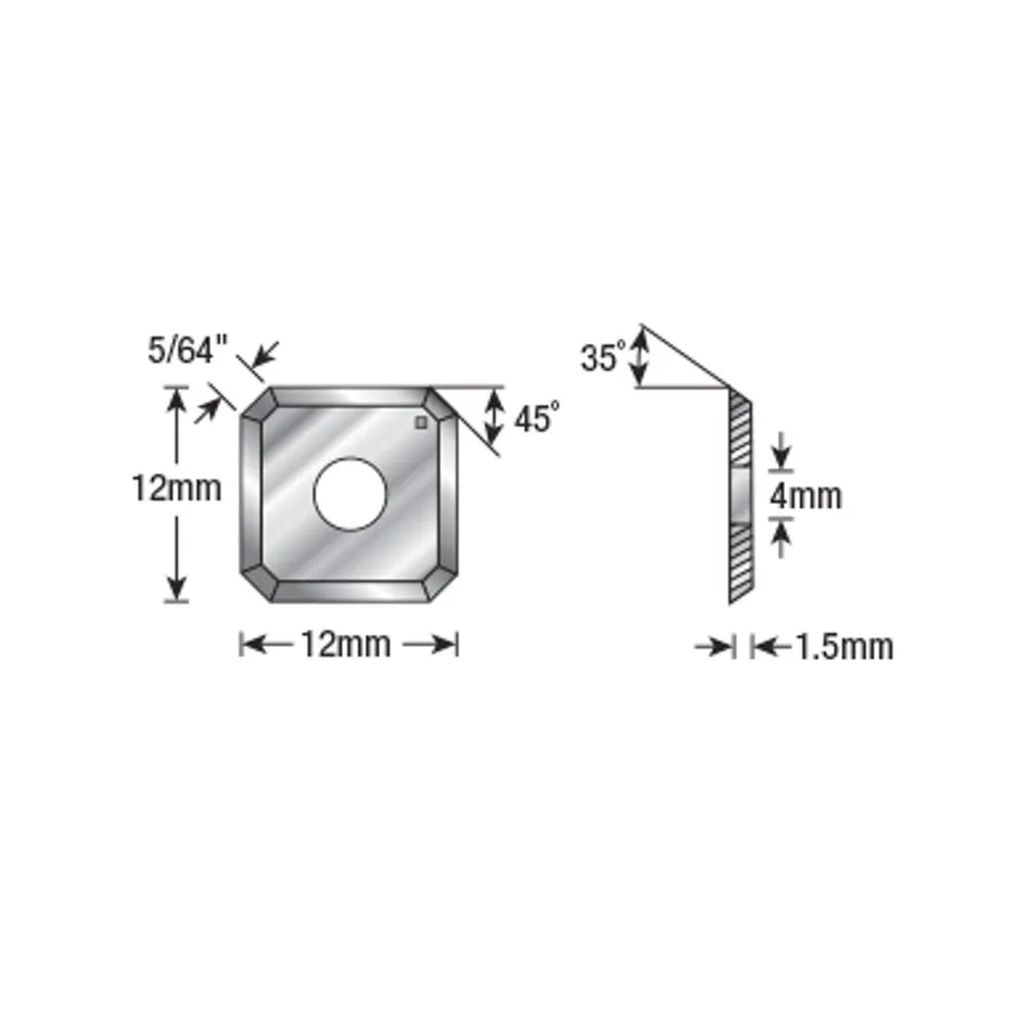 Amana Tool 12 x 12 x 1.5mm Replacement Carbide Insert with 45 Degree Chamfers RCK-457