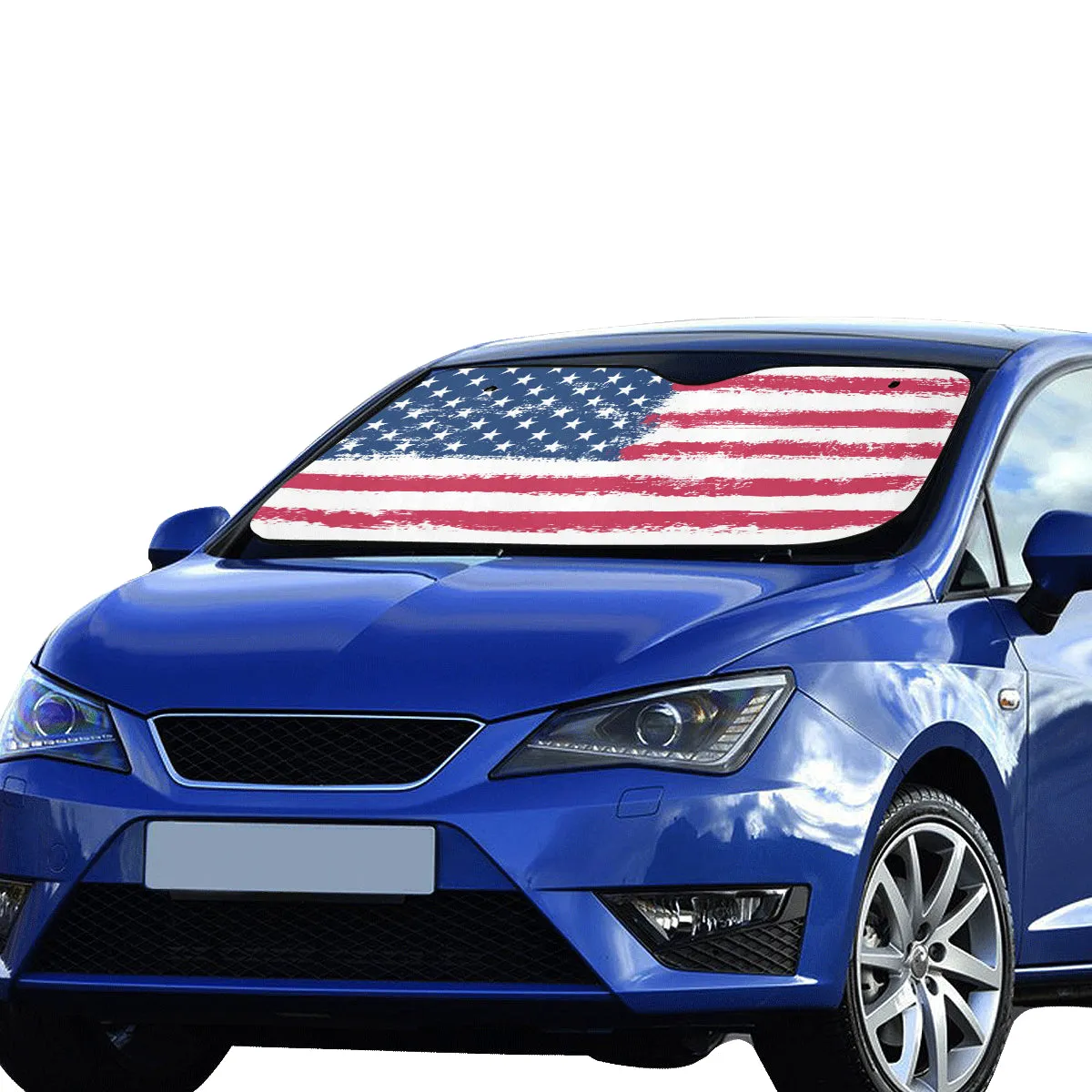 American Flag Windshield Sun Shade, Car Accessories Auto Black White USA Patriot Protector Window Visor Screen Decor 55" x 29.53"