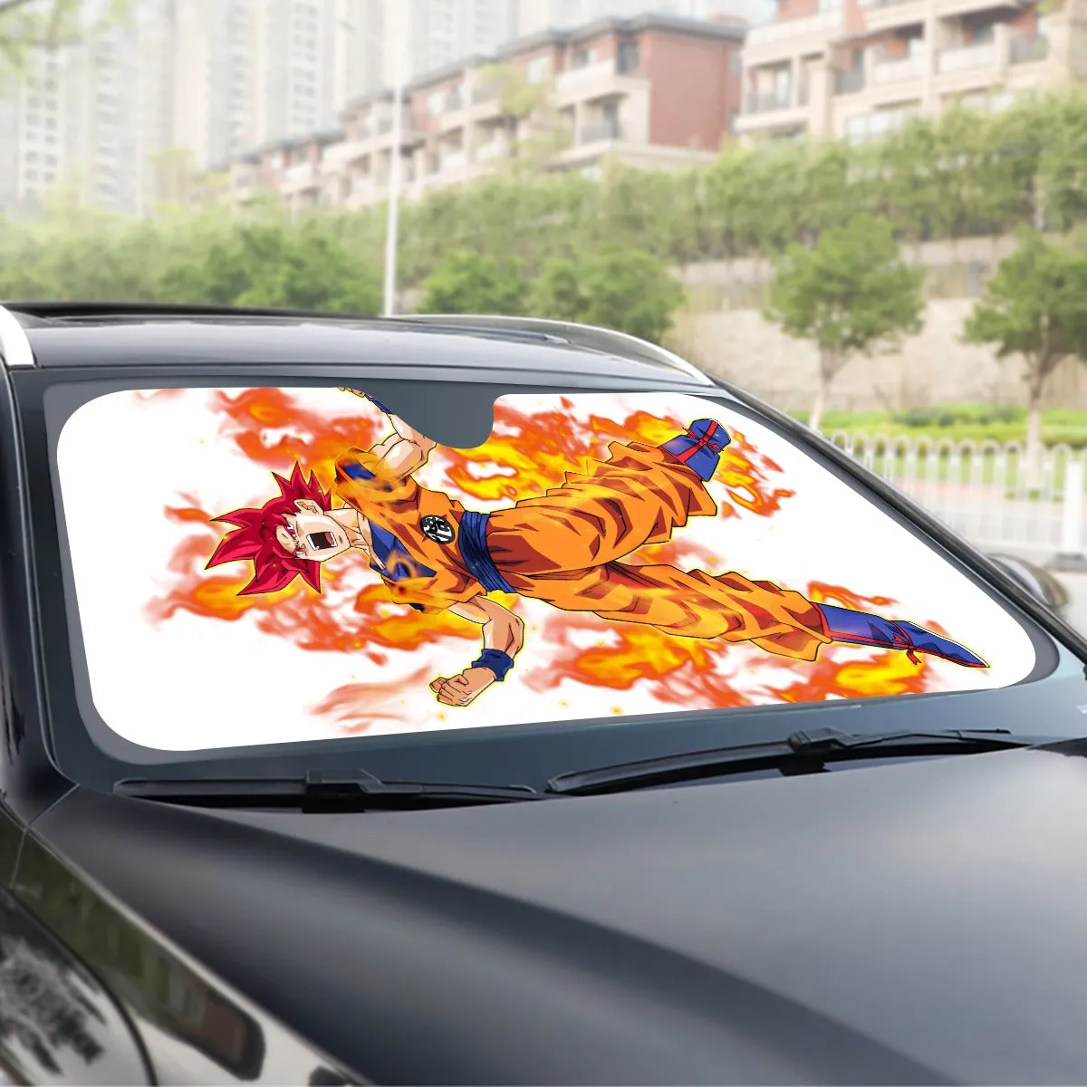 Awesome Goku Super Saiyan God Transformation DBZ Windshield Sunshade