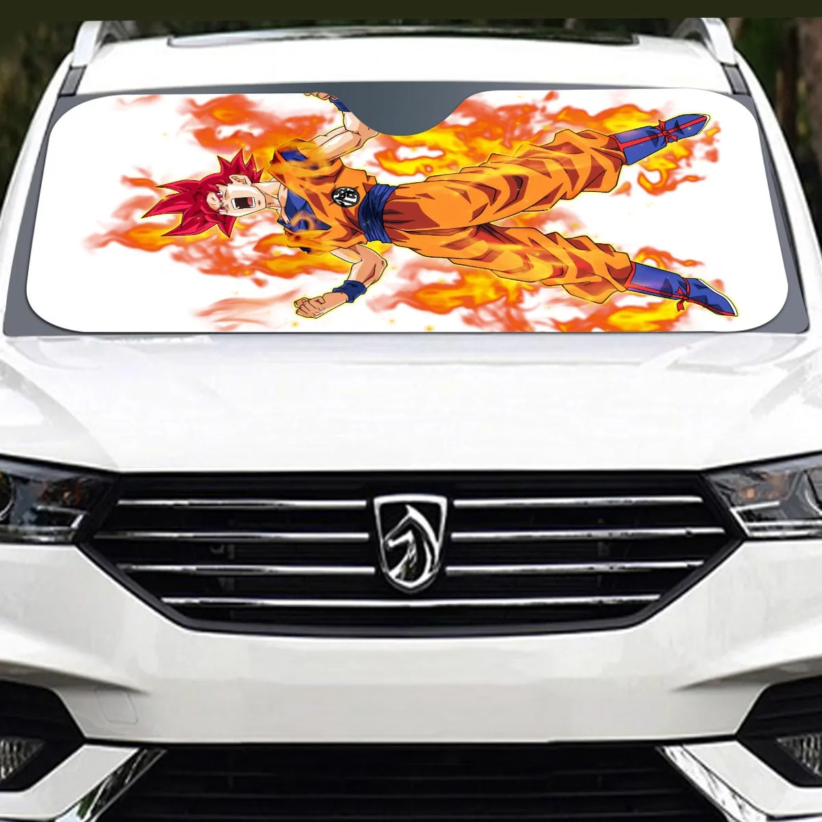 Awesome Goku Super Saiyan God Transformation DBZ Windshield Sunshade