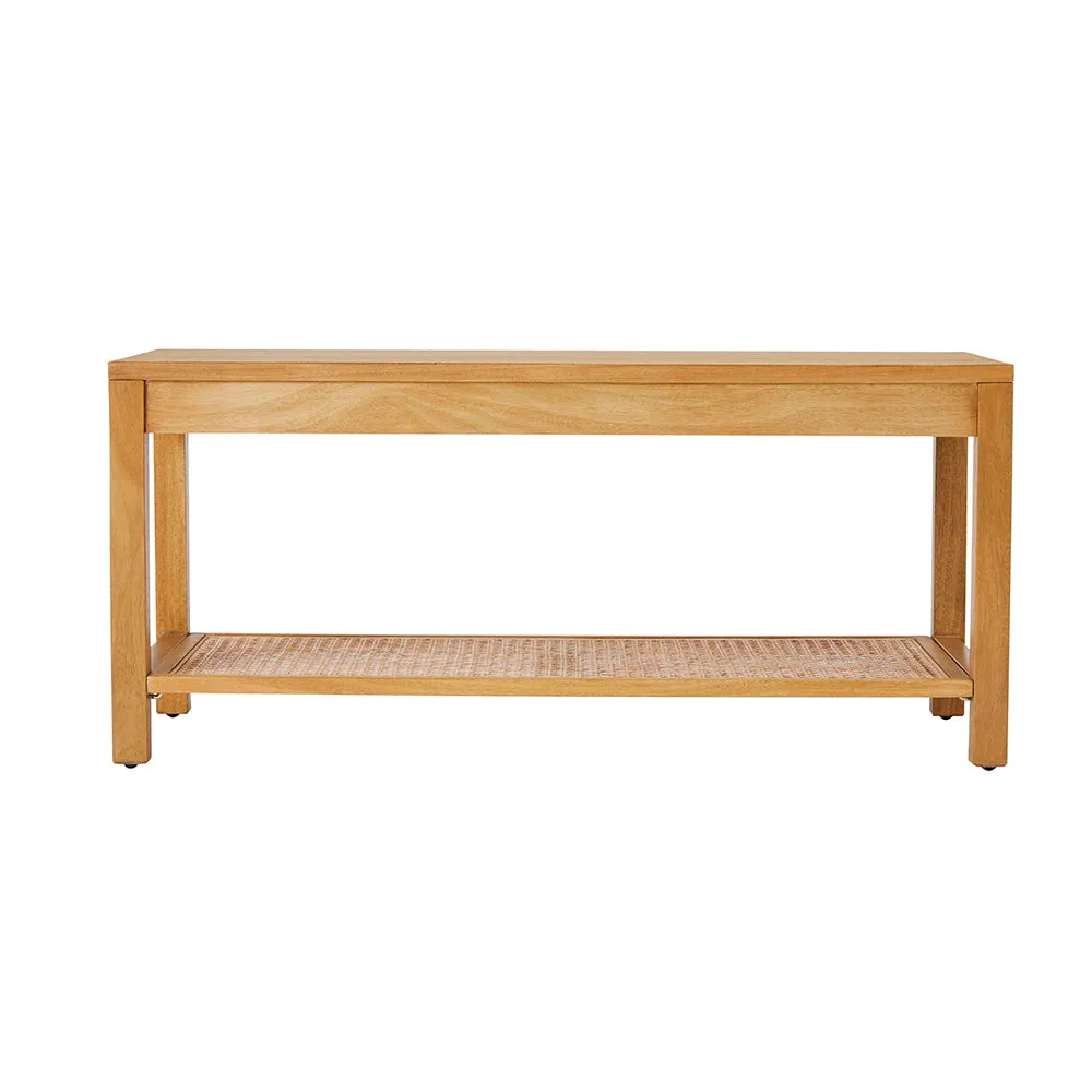 Bali Rattan Bench with Storage Shelf