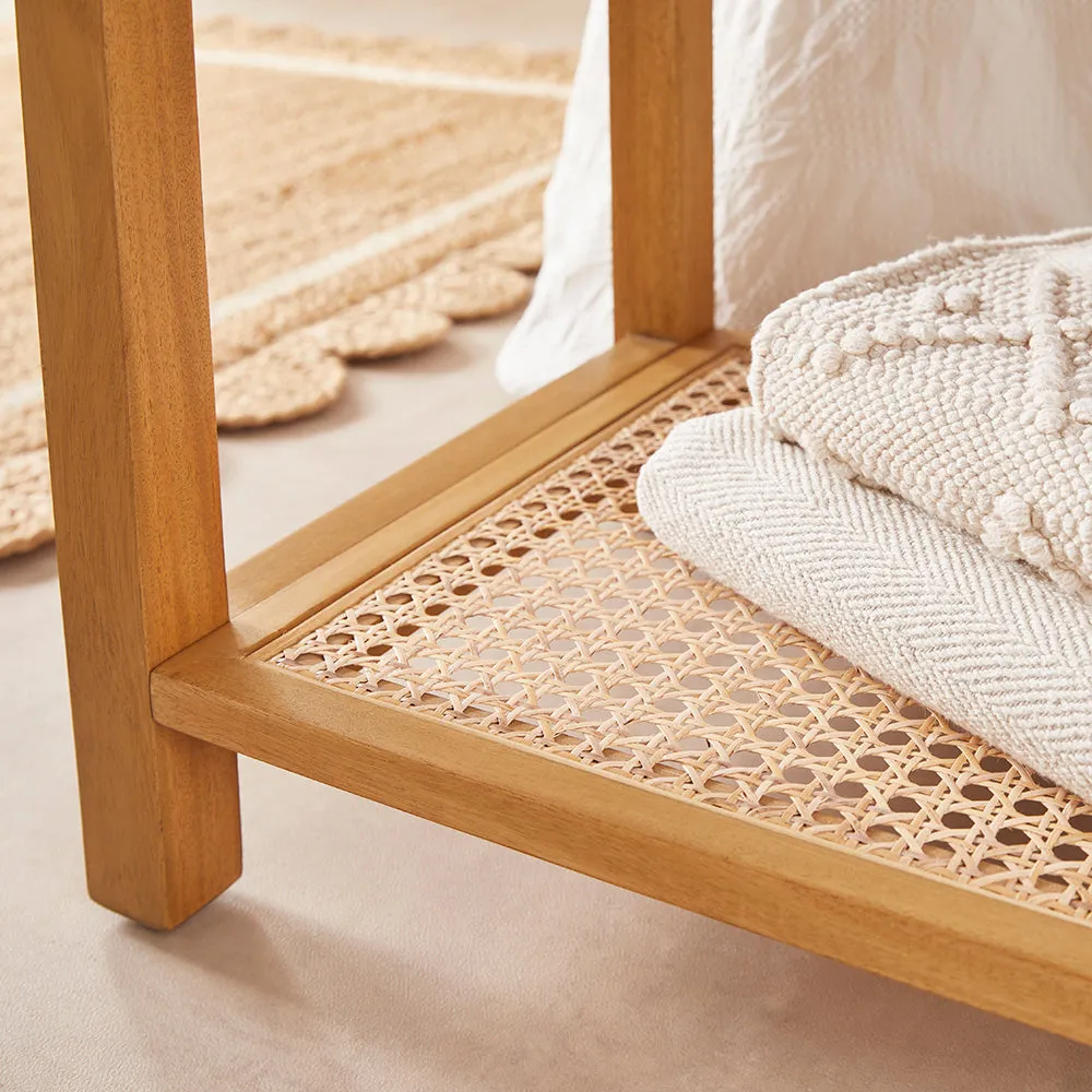 Bali Rattan Bench with Storage Shelf