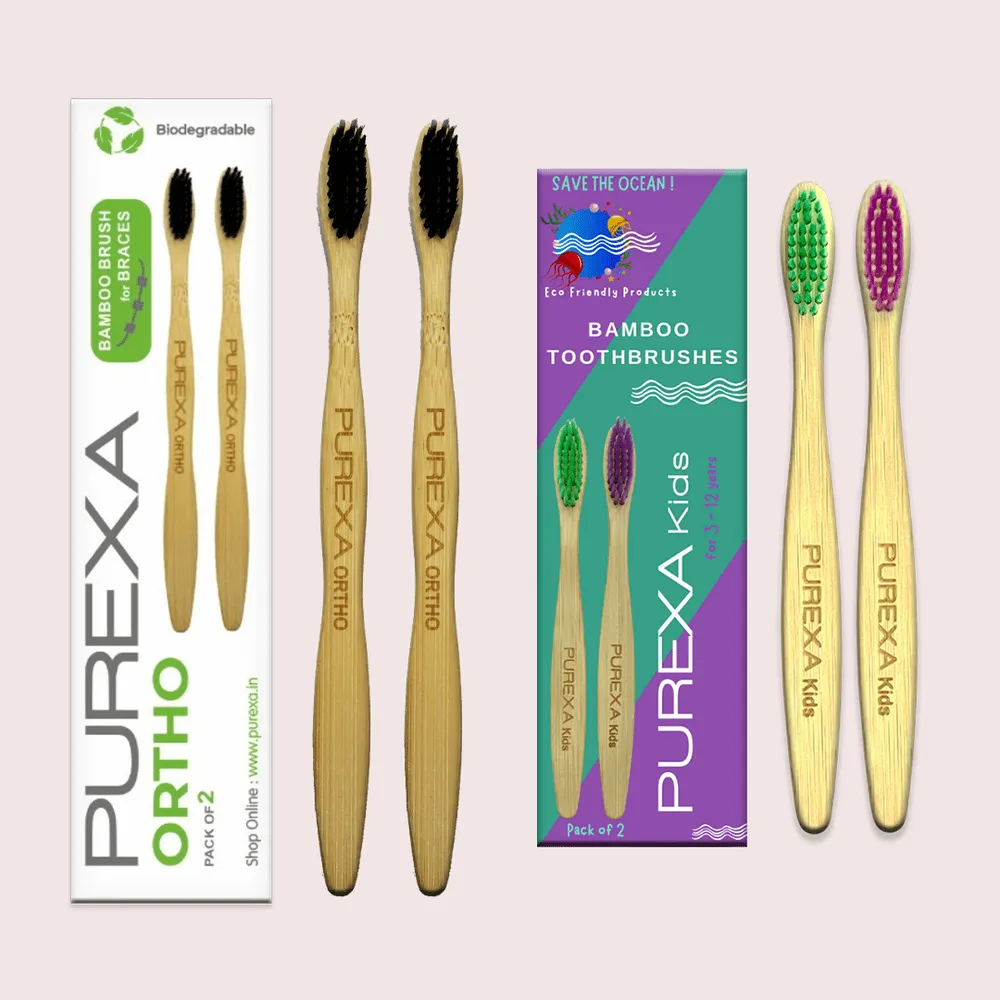 Bamboo Orthodontic Toothbrush and Kids Toothbrush Combo