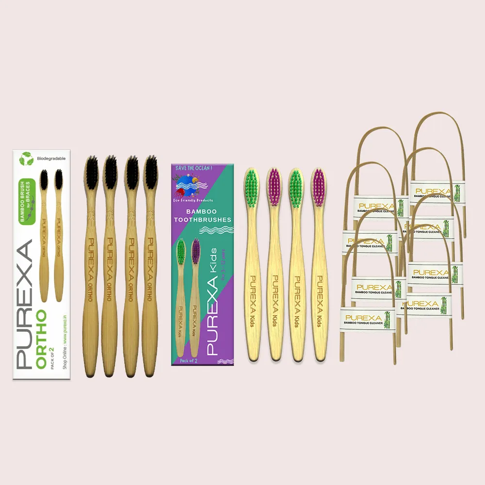 Bamboo Orthodontic Toothbrush and Kids Toothbrush Combo