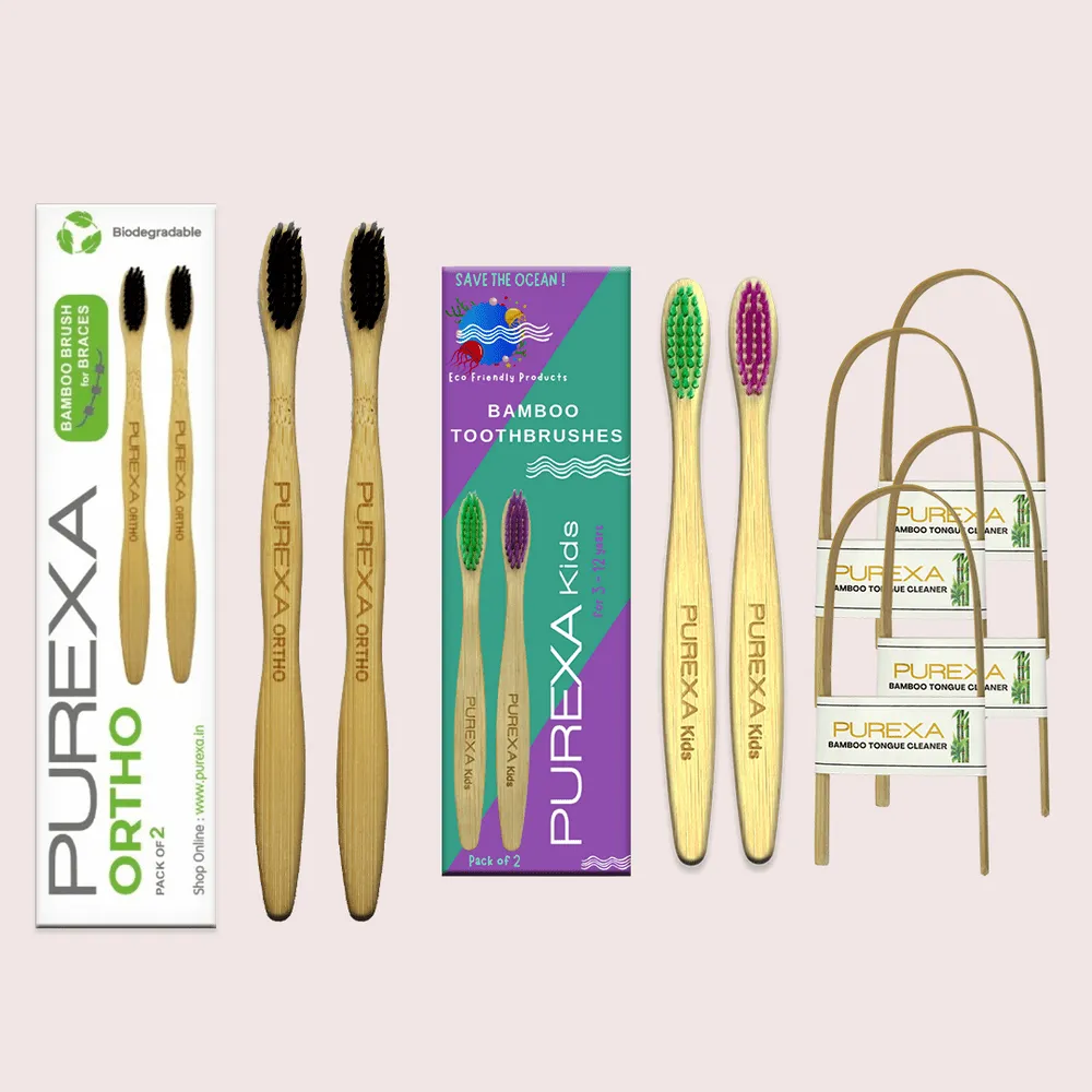 Bamboo Orthodontic Toothbrush and Kids Toothbrush Combo