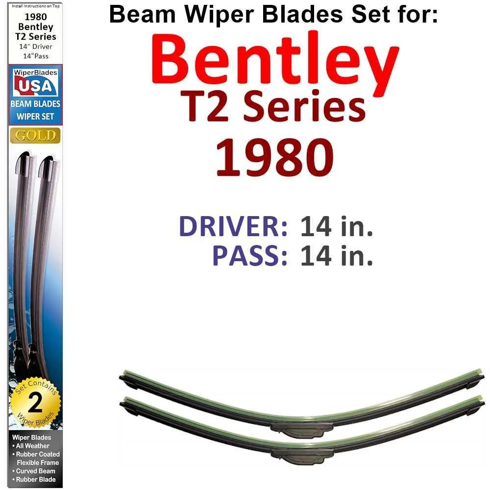 Beam Wiper Blades for 1980 Bentley T2 Series (Set of 2)