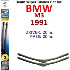 Beam Wiper Blades for 1991 BMW M3 (Set of 2)