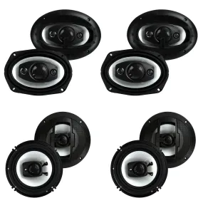 Boss 6" x 9" 500W 4 Way Speakers (4 Pack) & 6.5" 300W 3 Way Speakers (4 Pack)