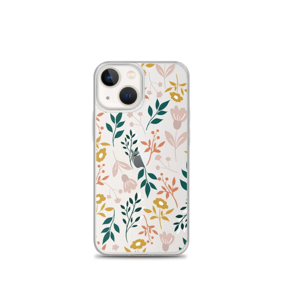 Botanical Leaves Clear iPhone 14 13 12 Pro Max Case, Plants Print Cute Aesthetic iPhone 11 Mini SE 2020 XS Max XR X 8 7 Plus Transparent