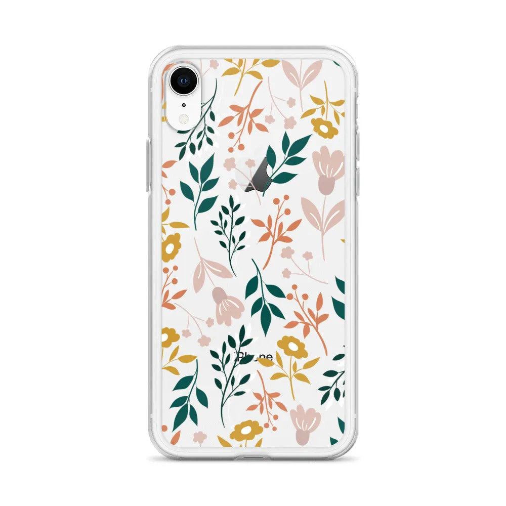 Botanical Leaves Clear iPhone 14 13 12 Pro Max Case, Plants Print Cute Aesthetic iPhone 11 Mini SE 2020 XS Max XR X 8 7 Plus Transparent