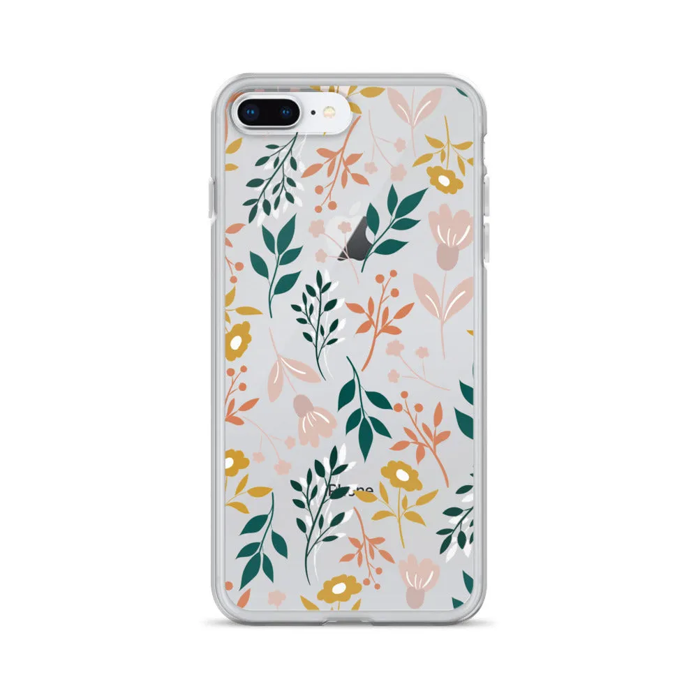 Botanical Leaves Clear iPhone 14 13 12 Pro Max Case, Plants Print Cute Aesthetic iPhone 11 Mini SE 2020 XS Max XR X 8 7 Plus Transparent