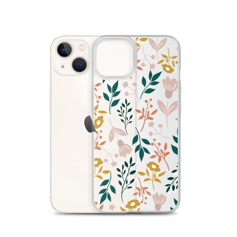 Botanical Leaves Clear iPhone 14 13 12 Pro Max Case, Plants Print Cute Aesthetic iPhone 11 Mini SE 2020 XS Max XR X 8 7 Plus Transparent