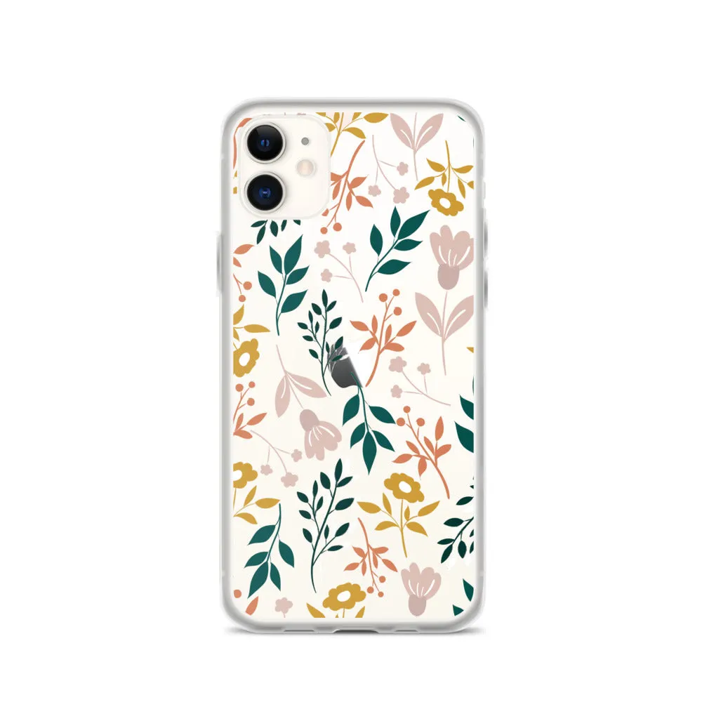 Botanical Leaves Clear iPhone 14 13 12 Pro Max Case, Plants Print Cute Aesthetic iPhone 11 Mini SE 2020 XS Max XR X 8 7 Plus Transparent