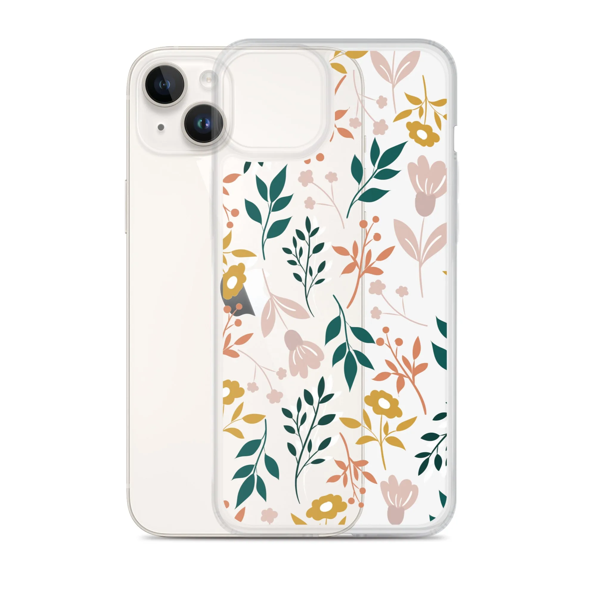 Botanical Leaves Clear iPhone 14 13 12 Pro Max Case, Plants Print Cute Aesthetic iPhone 11 Mini SE 2020 XS Max XR X 8 7 Plus Transparent