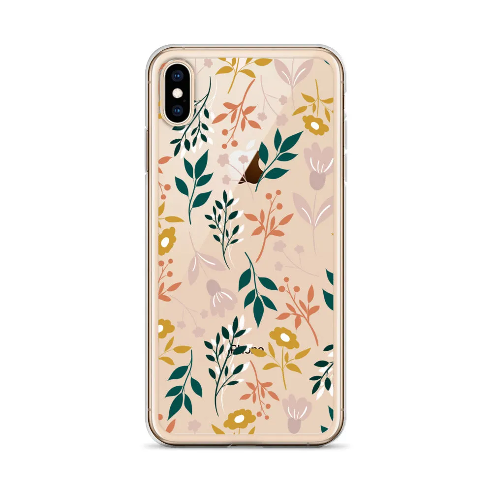 Botanical Leaves Clear iPhone 14 13 12 Pro Max Case, Plants Print Cute Aesthetic iPhone 11 Mini SE 2020 XS Max XR X 8 7 Plus Transparent