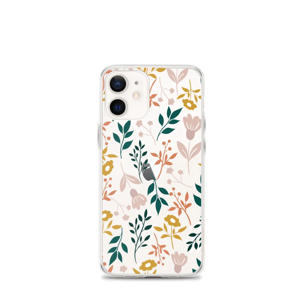 Botanical Leaves Clear iPhone 14 13 12 Pro Max Case, Plants Print Cute Aesthetic iPhone 11 Mini SE 2020 XS Max XR X 8 7 Plus Transparent