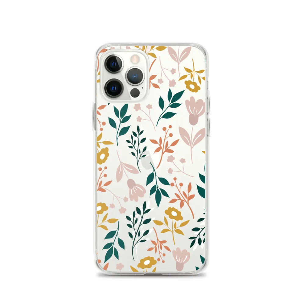 Botanical Leaves Clear iPhone 14 13 12 Pro Max Case, Plants Print Cute Aesthetic iPhone 11 Mini SE 2020 XS Max XR X 8 7 Plus Transparent