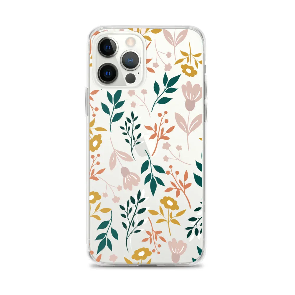 Botanical Leaves Clear iPhone 14 13 12 Pro Max Case, Plants Print Cute Aesthetic iPhone 11 Mini SE 2020 XS Max XR X 8 7 Plus Transparent