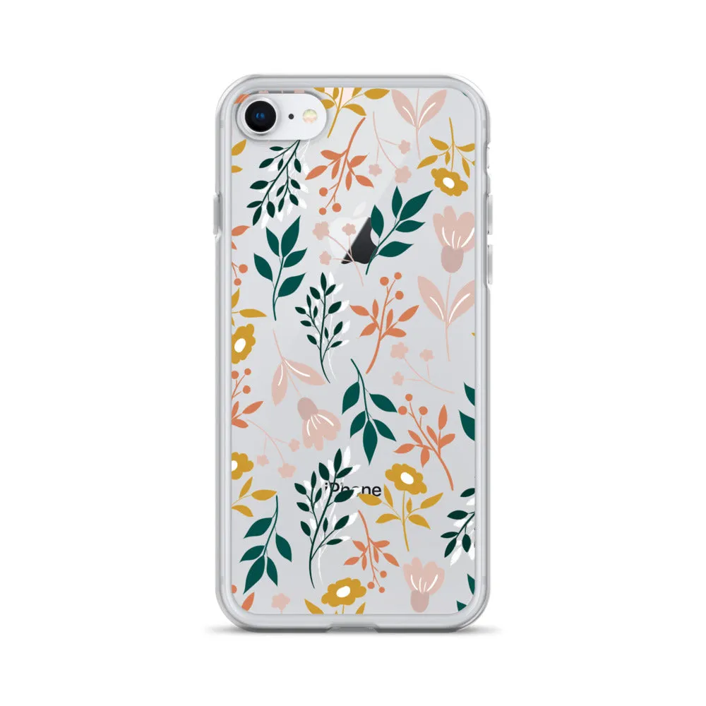 Botanical Leaves Clear iPhone 14 13 12 Pro Max Case, Plants Print Cute Aesthetic iPhone 11 Mini SE 2020 XS Max XR X 8 7 Plus Transparent