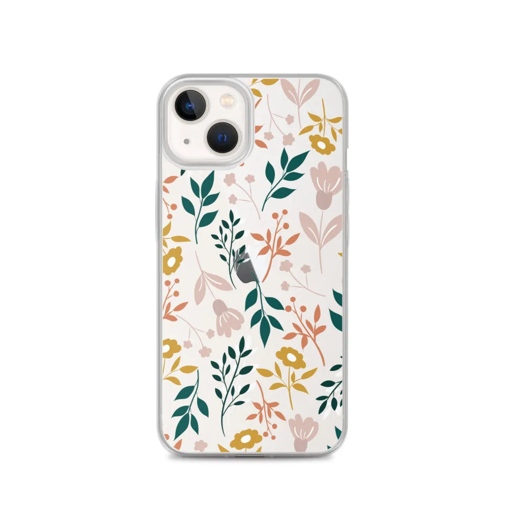 Botanical Leaves Clear iPhone 14 13 12 Pro Max Case, Plants Print Cute Aesthetic iPhone 11 Mini SE 2020 XS Max XR X 8 7 Plus Transparent