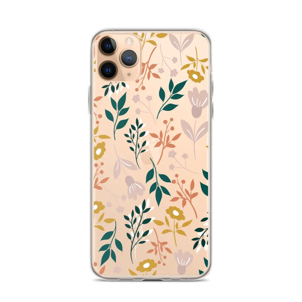 Botanical Leaves Clear iPhone 14 13 12 Pro Max Case, Plants Print Cute Aesthetic iPhone 11 Mini SE 2020 XS Max XR X 8 7 Plus Transparent