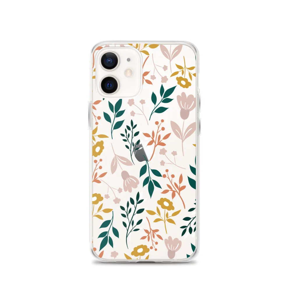 Botanical Leaves Clear iPhone 14 13 12 Pro Max Case, Plants Print Cute Aesthetic iPhone 11 Mini SE 2020 XS Max XR X 8 7 Plus Transparent