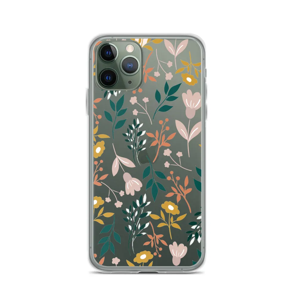 Botanical Leaves Clear iPhone 14 13 12 Pro Max Case, Plants Print Cute Aesthetic iPhone 11 Mini SE 2020 XS Max XR X 8 7 Plus Transparent