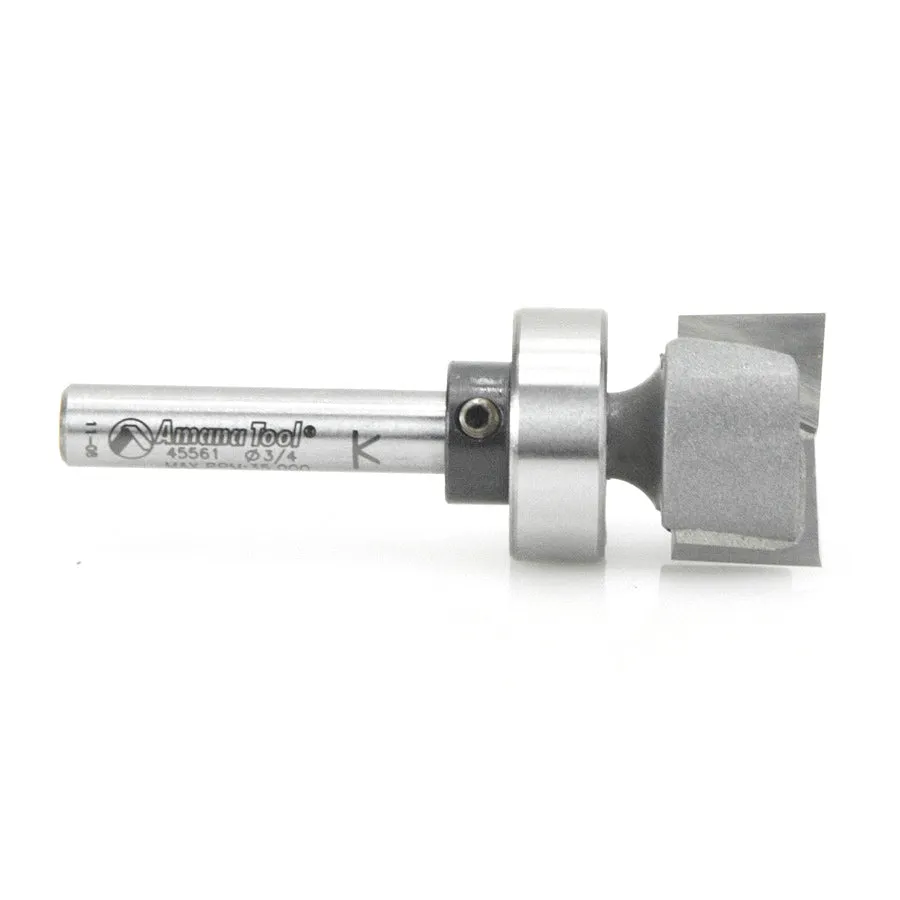 Bottom Cleaning Router Bit | 2 Flute | 3⁄4 Dia x 7⁄16 x 1⁄4"Shank with Upper BB | 45561 | 738685455616