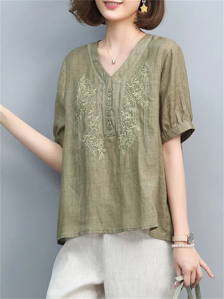 Breathable Summer Cotton Linen Shirts For Women