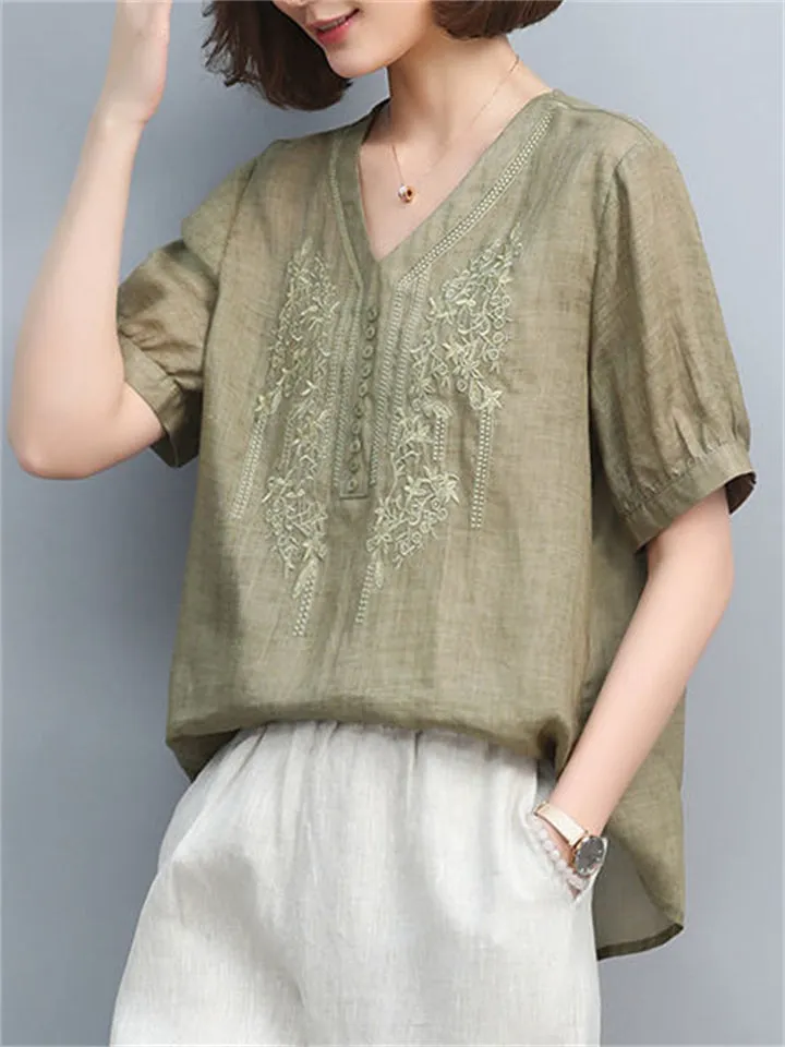 Breathable Summer Cotton Linen Shirts For Women