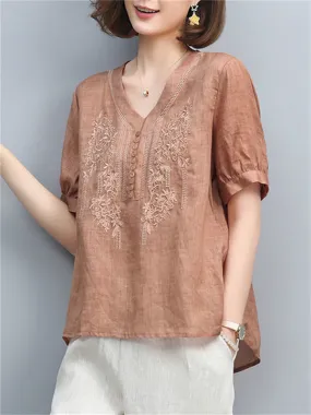 Breathable Summer Cotton Linen Shirts For Women