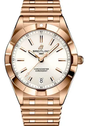 Breitling Chronomat 32 Watch - 18K Red Gold - White Dial - Metal Bracelet - R77310101A1R1