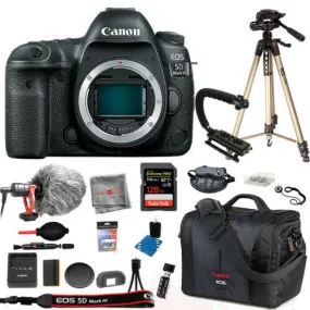 Canon EOS 5D Mark IV Camera Body Pro Bundle 128GB Mic Tripod Bag Kit