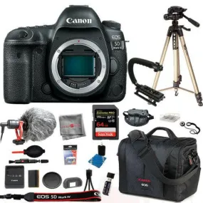 Canon EOS 5D Mark IV Camera Body Pro Bundle 64GB Mic Tripod Bag Kit