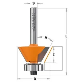 CMT 809.025.11 COMBINATION TRIMMER BIT, 25° CUTTING ANGLE, 1/4-INCH SHANK