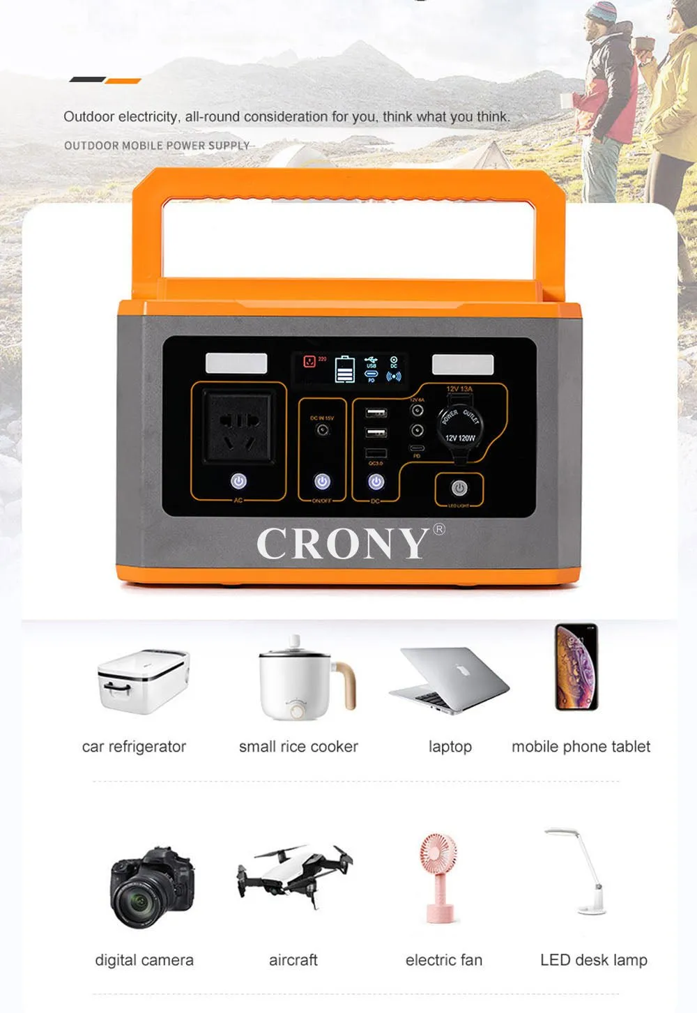 CRONY BS800 Portable Power Station 500W portable router battery backup mini dc ups 24V 3A for outdoor activities with DC 5V/3A usb