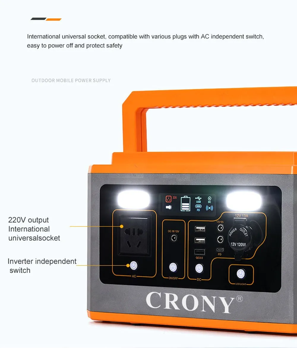 CRONY BS800 Portable Power Station 500W portable router battery backup mini dc ups 24V 3A for outdoor activities with DC 5V/3A usb