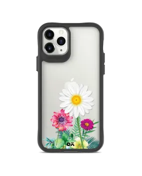 DailyObjects Clear Flowers And Daisy Black Hybrid Clear Case Cover For iPhone 11 Pro