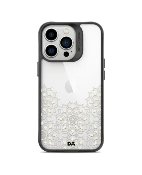 DailyObjects Mandala Flake Off White Black Hybrid Clear Phone Case Cover For iPhone 14 Pro