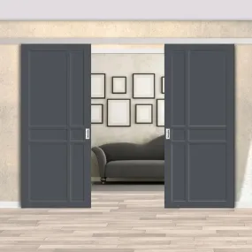 Double Sliding Door & Premium Wall Track - Eco-Urban® Glasgow 6 Panel Doors DD6314 - 6 Colour Options